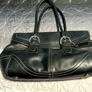 Black leather well loved Coach purse